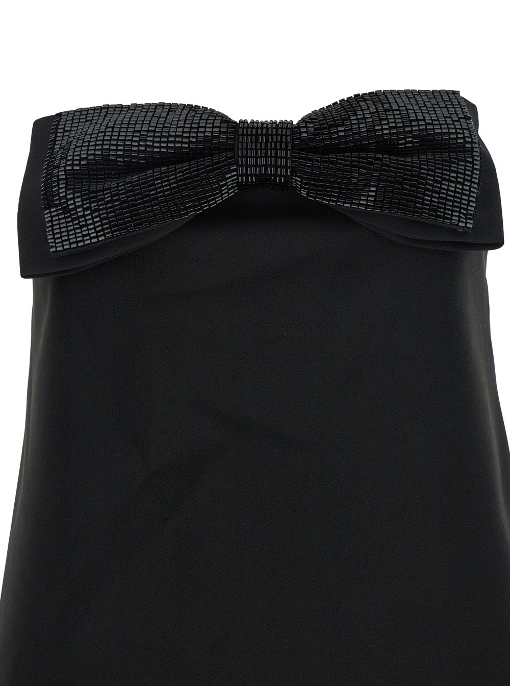 Self-Portrait Women Black Sleeveless Mini Dress With Bandeau And Beaded Oversize Bow In Tech Fabric Woman SELF-PORTRAIT