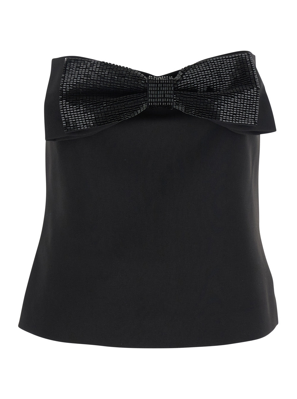 Self-Portrait Women Black Sleeveless Top With Bandeau Neckline In Tech Fabric Woman SELF-PORTRAIT