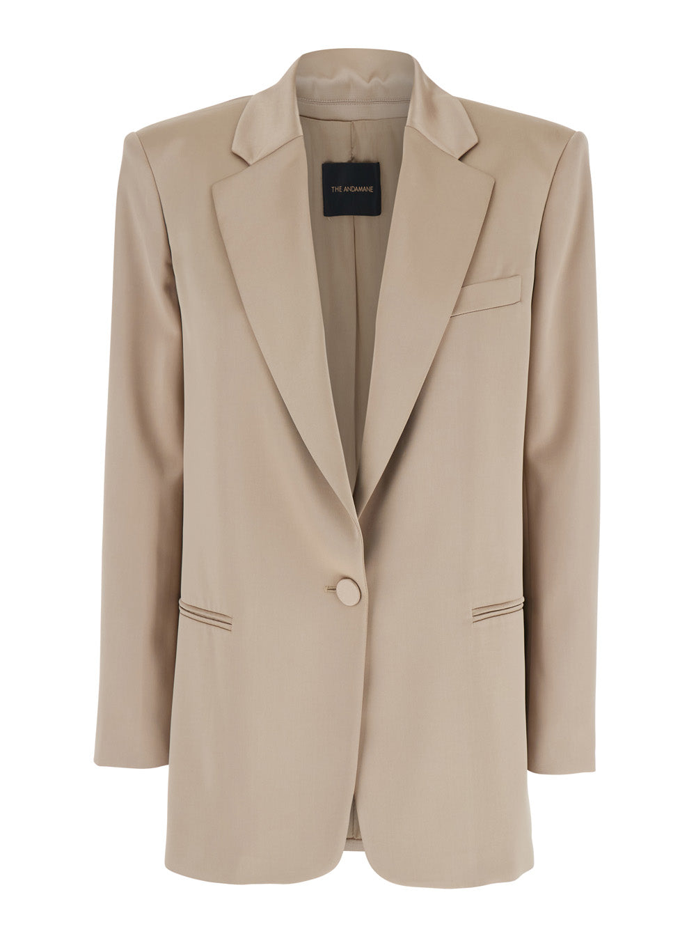 The Andamane Women 'Guia' Beige Single-Breasted Jacket With Notched Revers And Shoulder Pads In Wool Blend Stretch Woman THE ANDAMANE