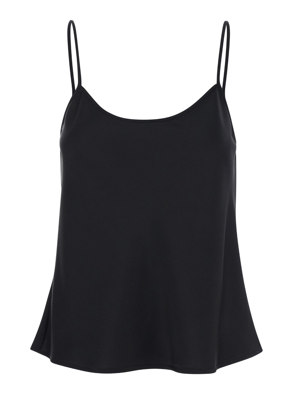Leplain Women Black Tank Top With U Neckline In Satin Fabric Woman LEPLAIN