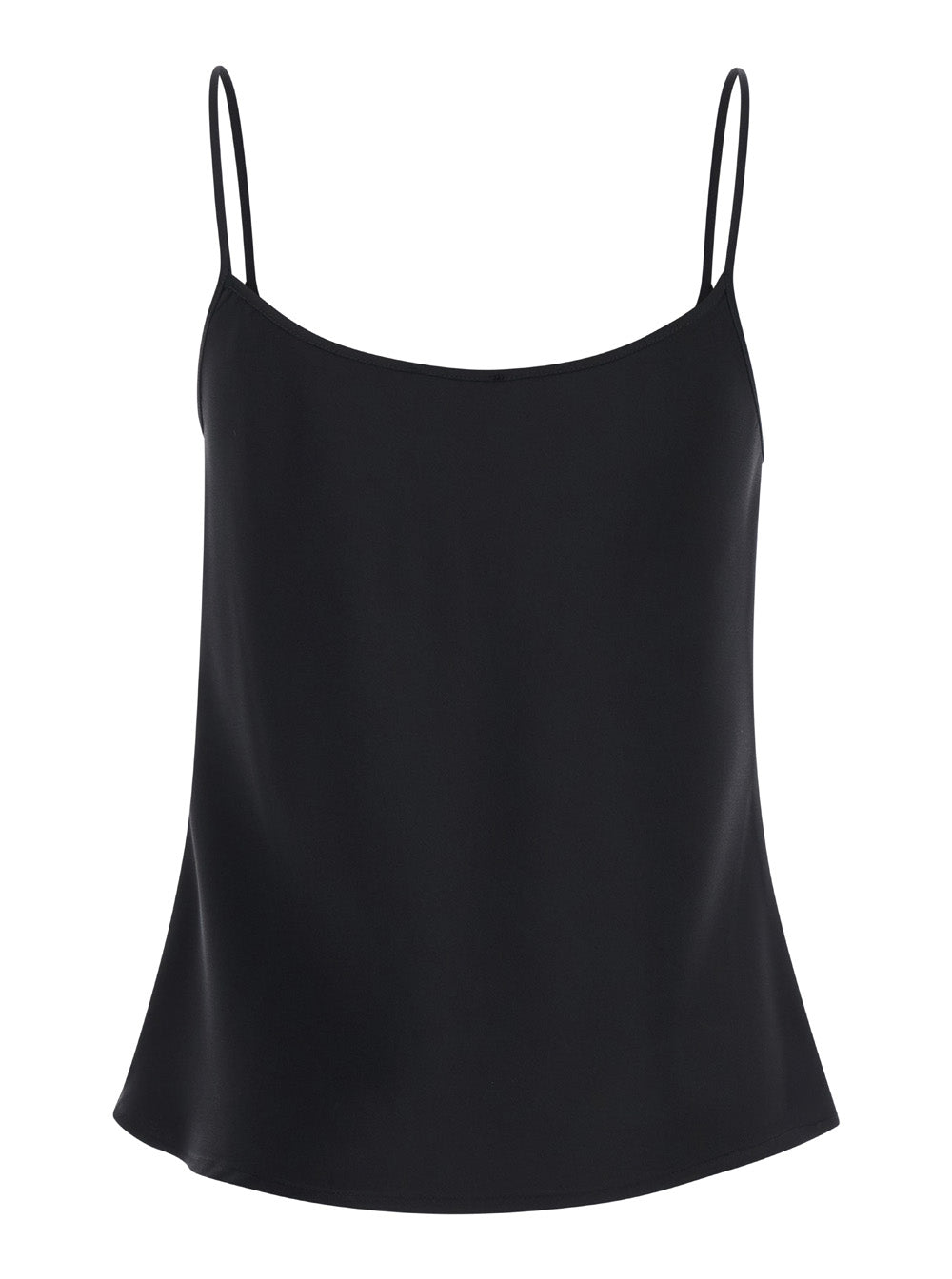Leplain Women Black Tank Top With U Neckline In Satin Fabric Woman LEPLAIN