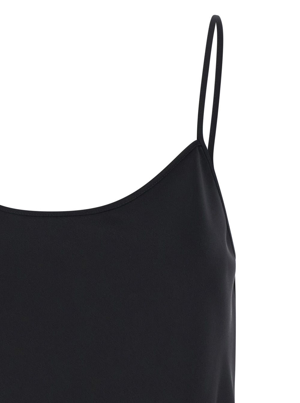 Leplain Women Black Tank Top With U Neckline In Satin Fabric Woman LEPLAIN