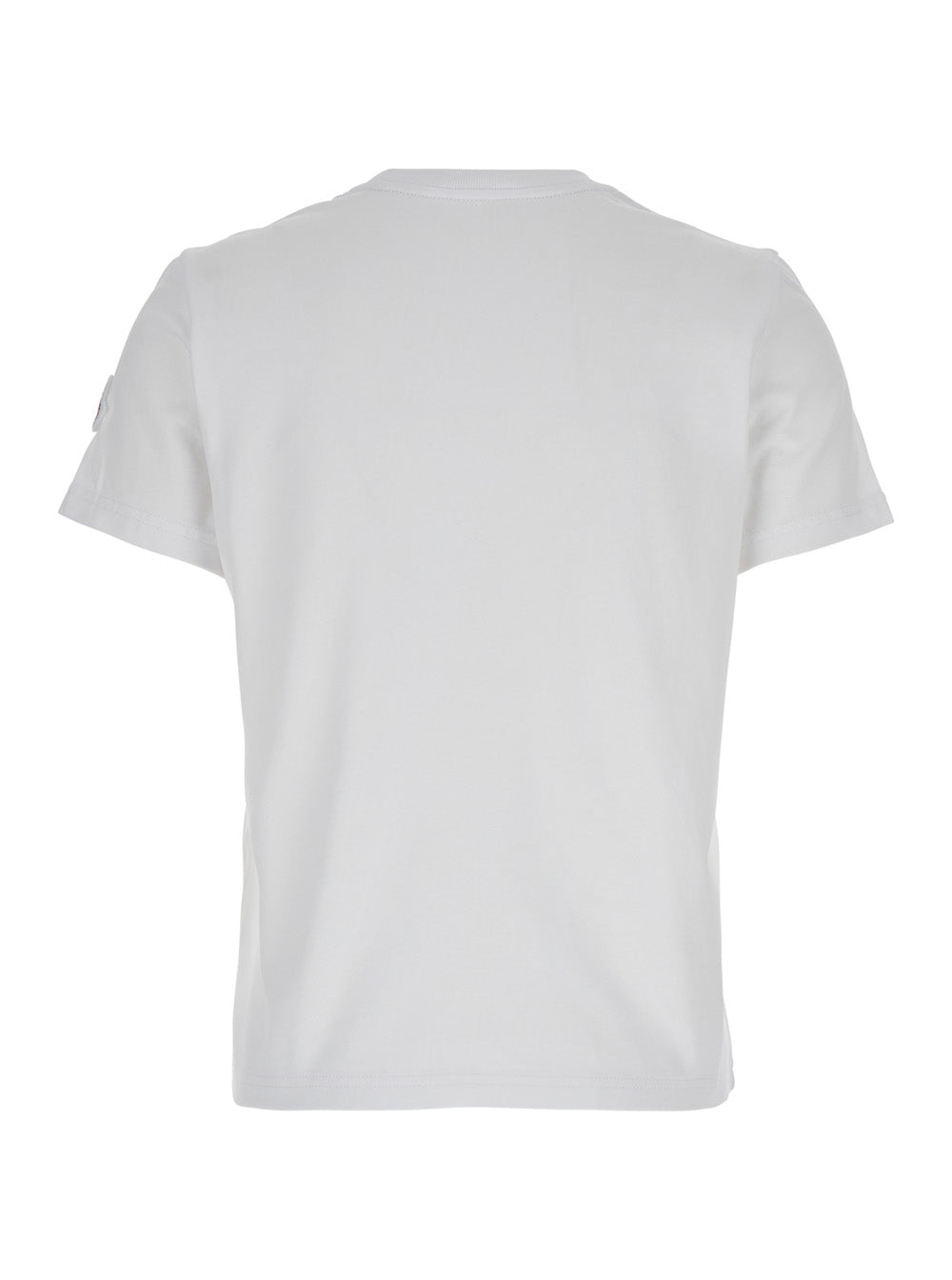 Moncler Women White T-Shirt With Logo Embroidered On The Sleeve In Cotton Woman MONCLER
