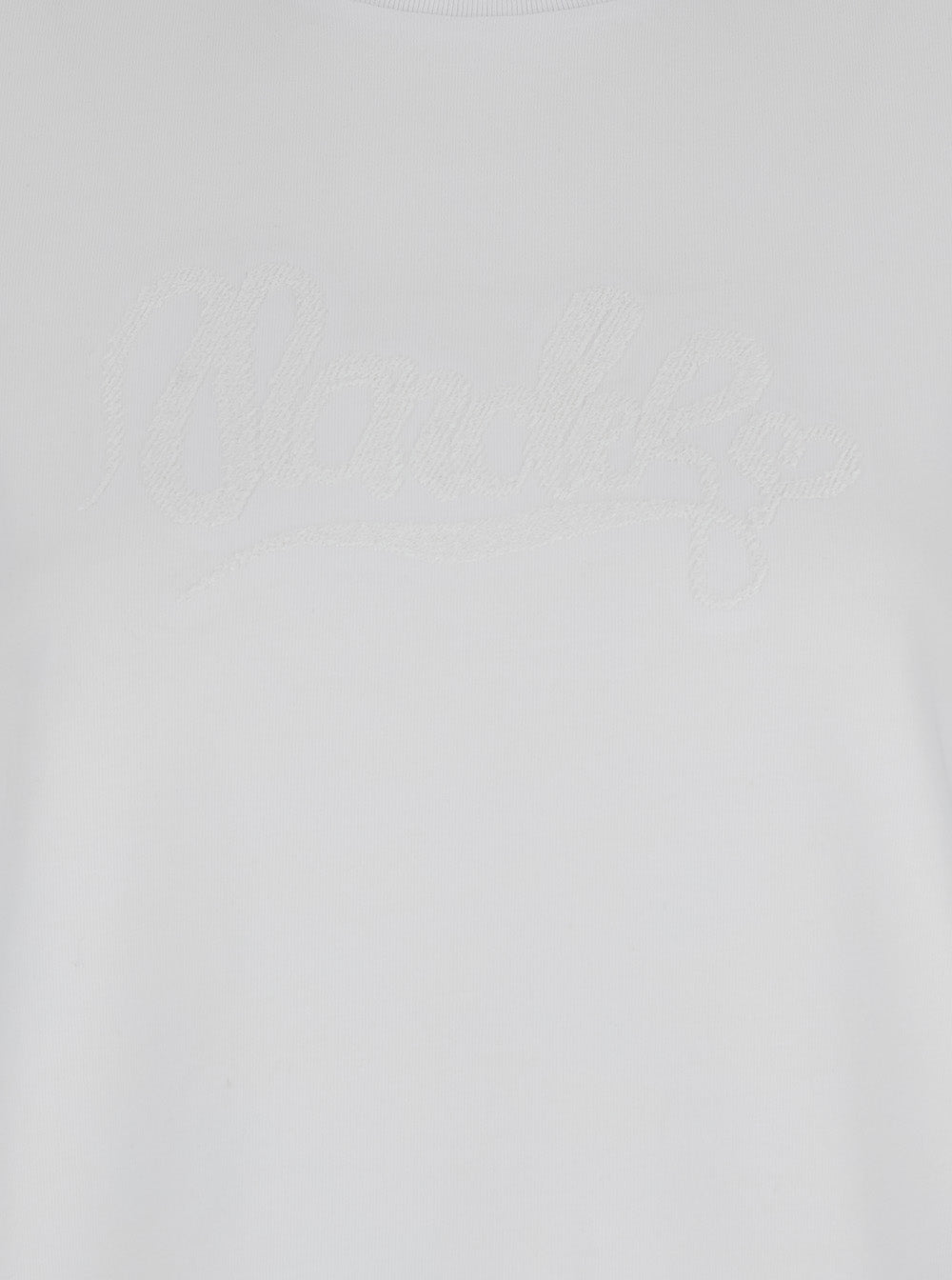 Moncler Women White T-Shirt With Logo Embroidered On The Sleeve In Cotton Woman MONCLER