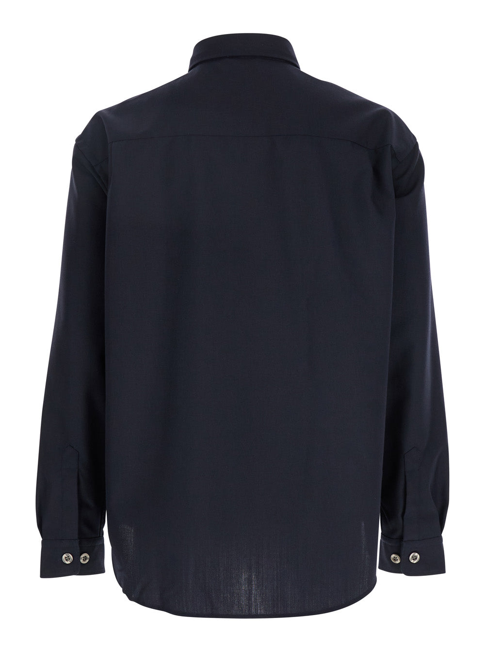 Leplain Men Blue Shirt With Classic Collar In Virgin Wool Blend Man LEPLAIN