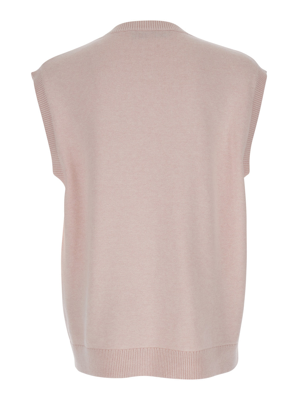 Jw Anderson Men Pink Sleeveless Vest With V Neck And Contrasting Logo Embroidery On The Front In Cotton And Cashmere Blend Man J.W. ANDERSON