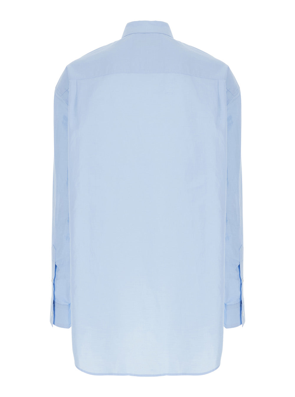 Jw Anderson Men Light Blue Shirt With Classic Collar And Embroidery Detail On Front And Cuff In Linen And Cotton Blend Man J.W. ANDERSON