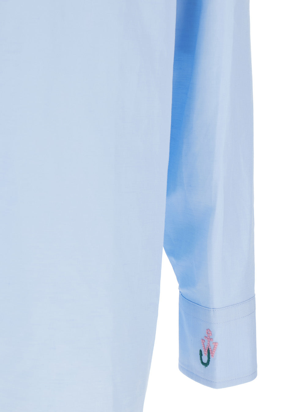 Jw Anderson Men Light Blue Shirt With Classic Collar And Embroidery Detail On Front And Cuff In Linen And Cotton Blend Man J.W. ANDERSON