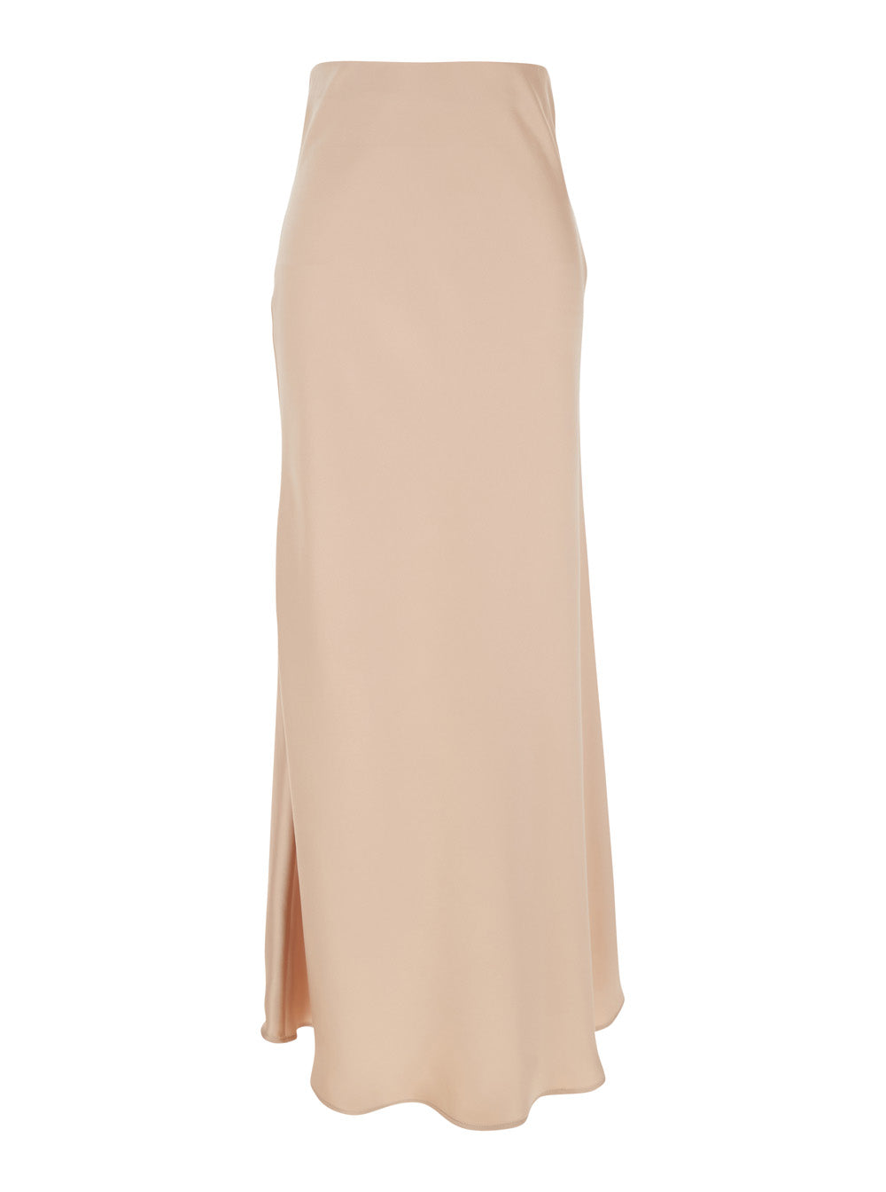 Leplain Women Beige Long Skirt With Ruffle Detail At The Bottom In Satin Woman LEPLAIN