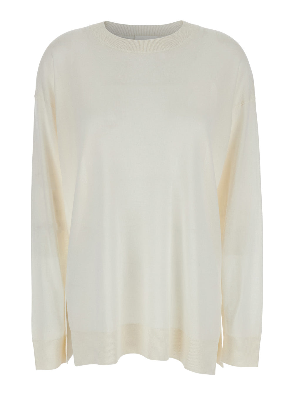 P.A.R.O.S.H. Women White Long-Sleeved Crewneck Sweater In Wool And Silk Blend Woman P.A.R.O.S.H.