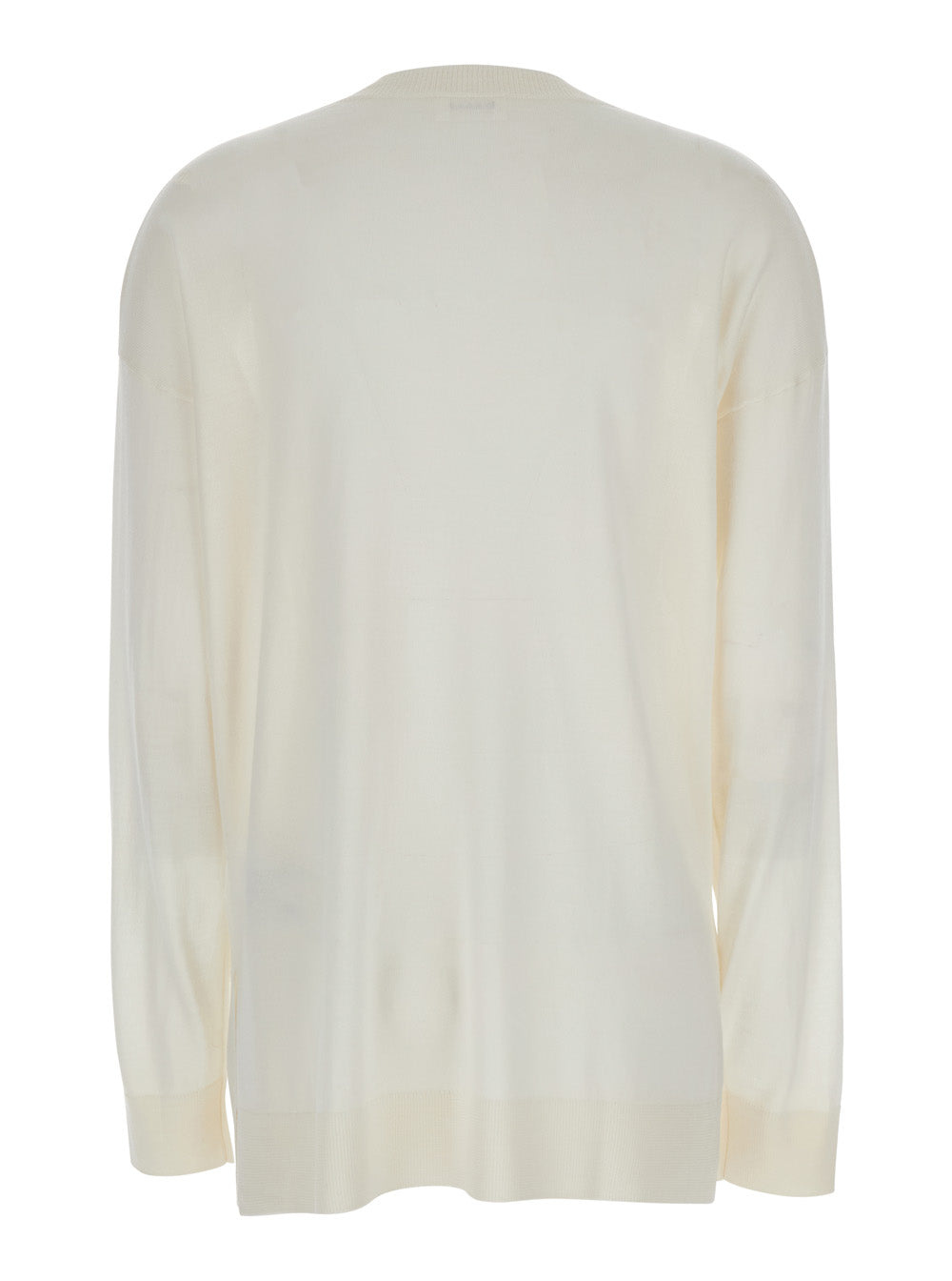 P.A.R.O.S.H. Women White Long-Sleeved Crewneck Sweater In Wool And Silk Blend Woman P.A.R.O.S.H.