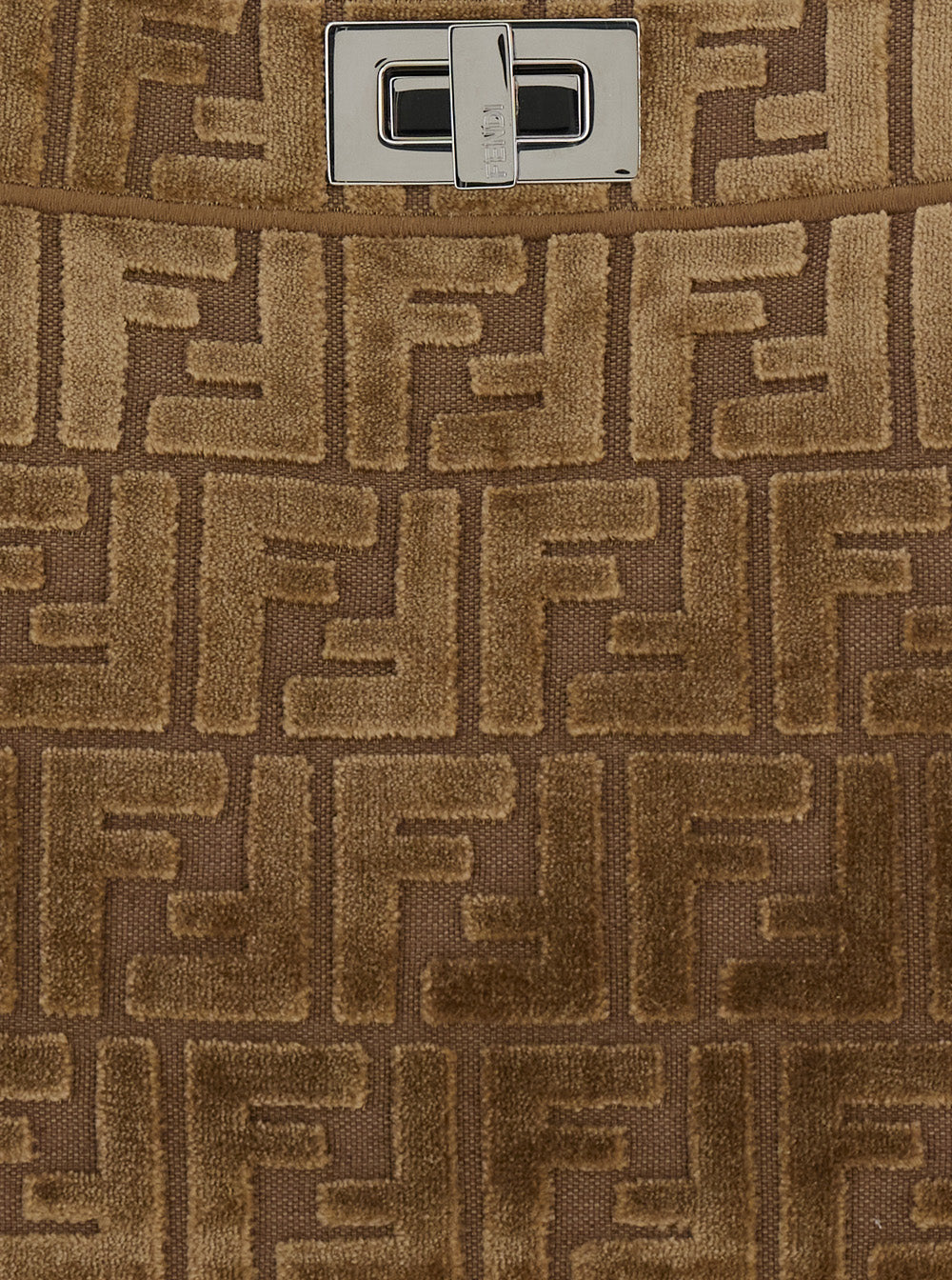 Fendi Women 'Peekaboo Iseeu Small' Brown Handbag With All-Over Ff Motif In Fabric Woman FENDI
