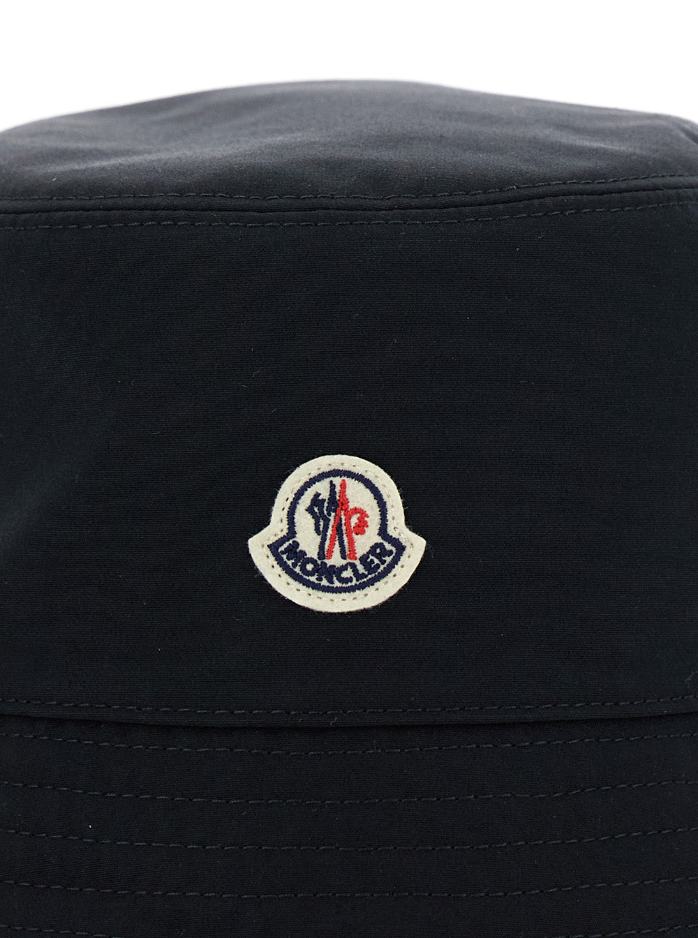 Moncler Women Black Bucket Hat With Dropped Wide Brim And Logo Patch On The Front In Cotton Blend Woman MONCLER
