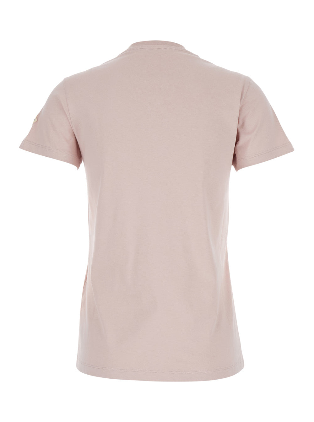 Moncler Women Pink T-Shirt With Embroidered Logo On The Front And Logo Patch On The Sleeve In Cotton Woman MONCLER
