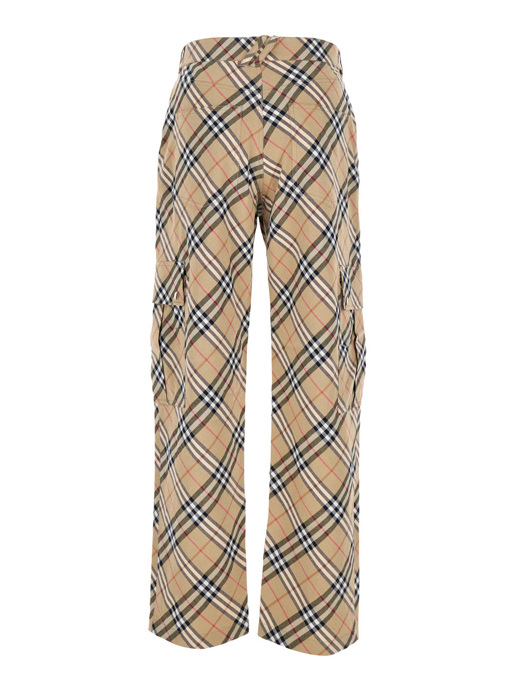 Burberry Men Beige Cargo Pants With Vintage Check Motif In Linen And Cotton Blend Man BURBERRY
