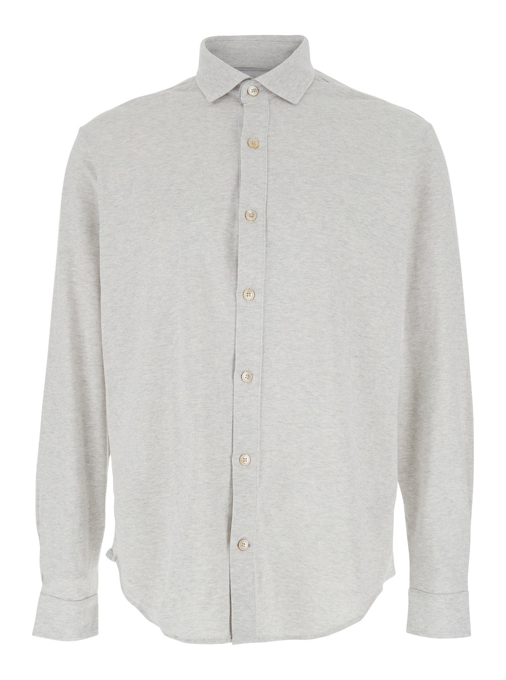 Eleventy Men Grey Shirt With Classic Collar In Cotton Man