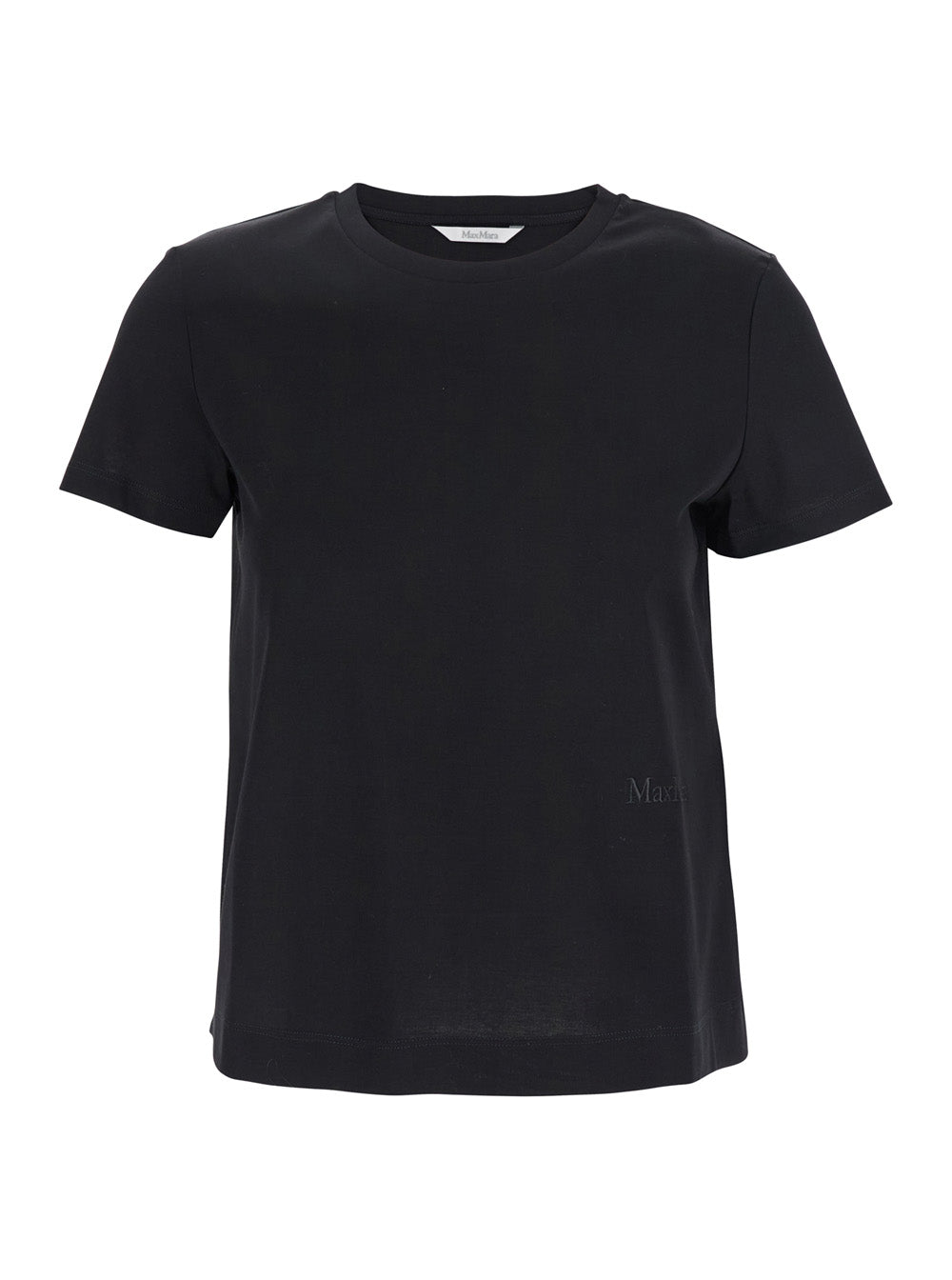 Max Mara Women Black T-Shirt With Logo Embroidered On The Front In Cotton Woman MAX MARA