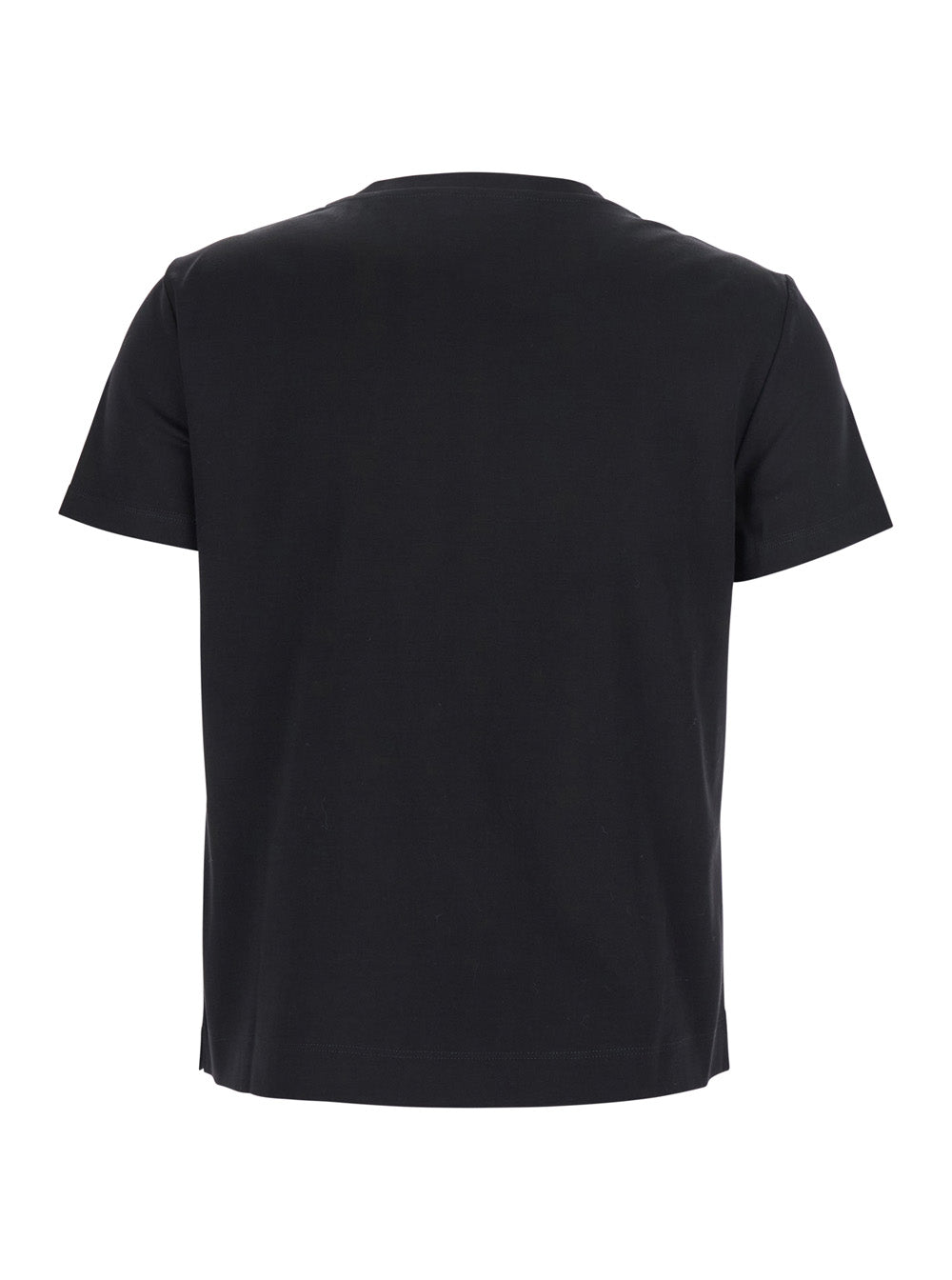 Max Mara Women Black T-Shirt With Logo Embroidered On The Front In Cotton Woman MAX MARA