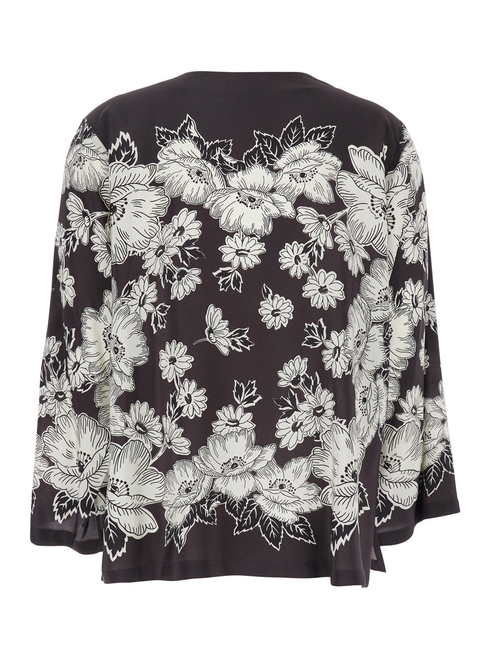 P.A.R.O.S.H. Women White And Black Blouse With V-Neck And All-Over Floral Pattern In Silk Woman P.A.R.O.S.H.