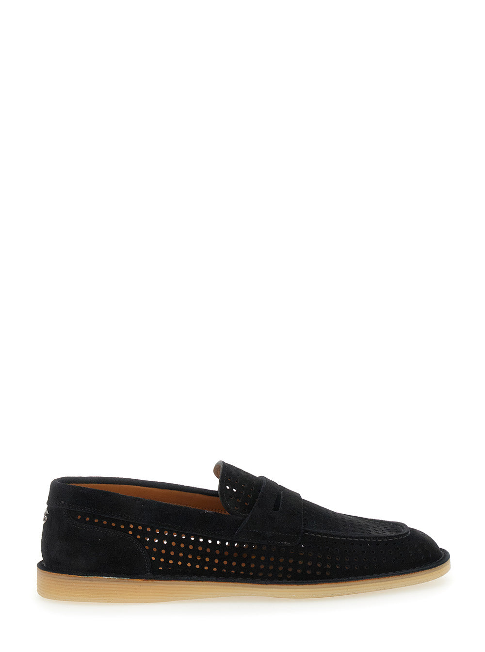 Dolce & Gabbana Men 'Florio' Black Loafers With Logo Detail On The Rear And Penny Slot In Suede Man DOLCE & GABBANA