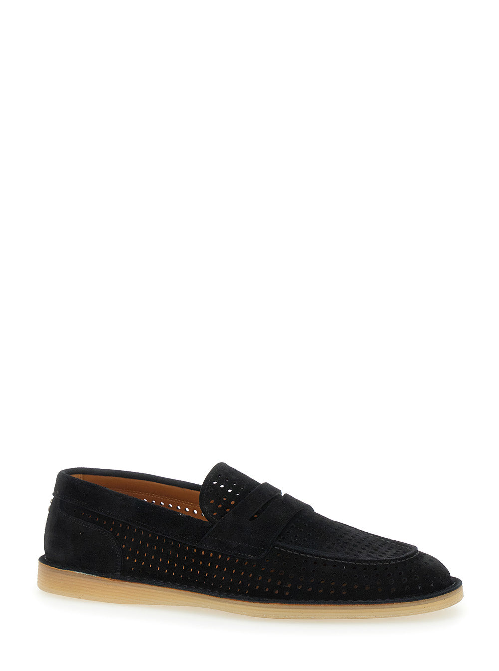 Dolce & Gabbana Men 'Florio' Black Loafers With Logo Detail On The Rear And Penny Slot In Suede Man DOLCE & GABBANA