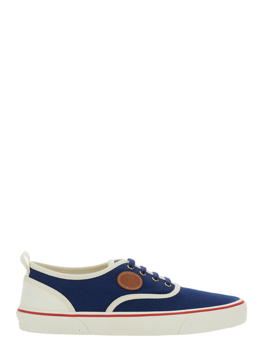 Valentino Garavani Men Blue Low Top Sneakers With Vlogo Patch On The Side In Cotton Man VALENTINO GARAVANI