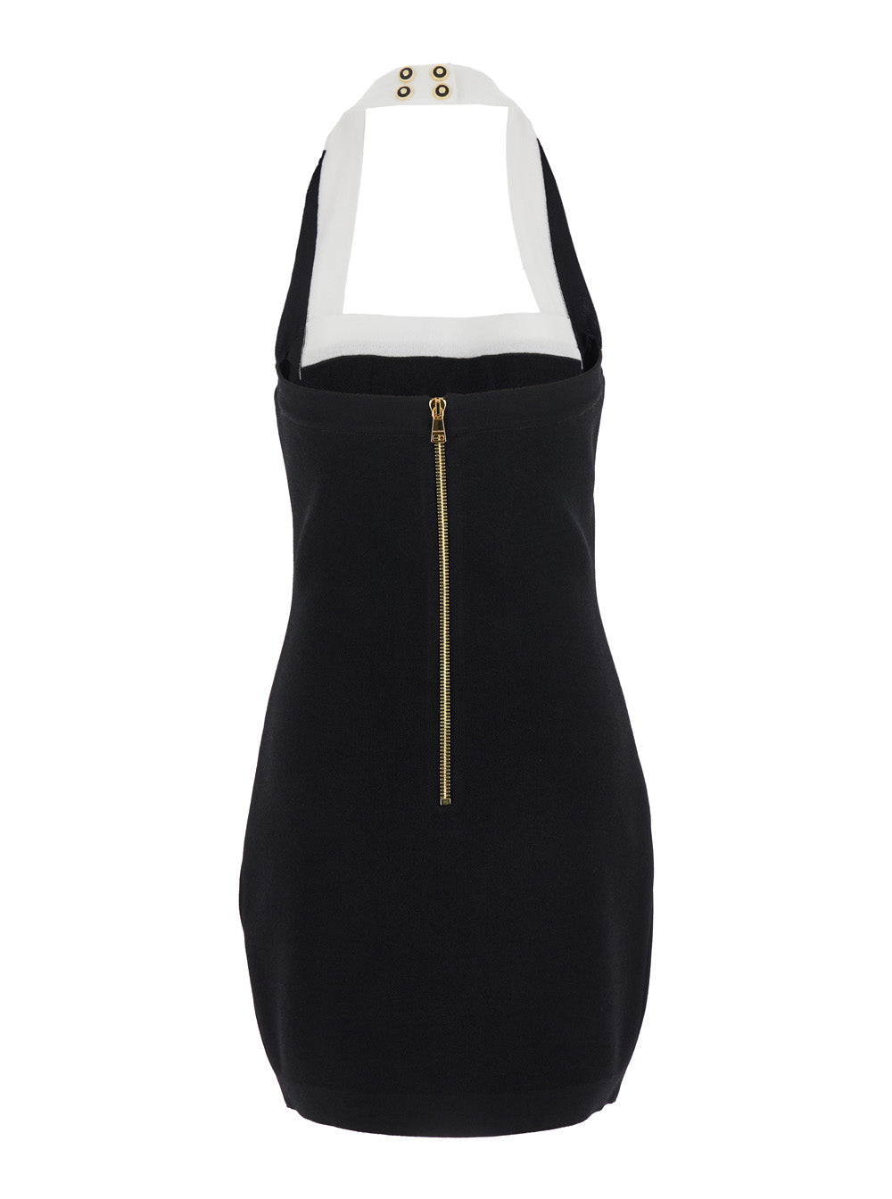 Balmain Women Black Dress With Square Neckline And Decorative Buttons In Viscose Blend Women BALMAIN