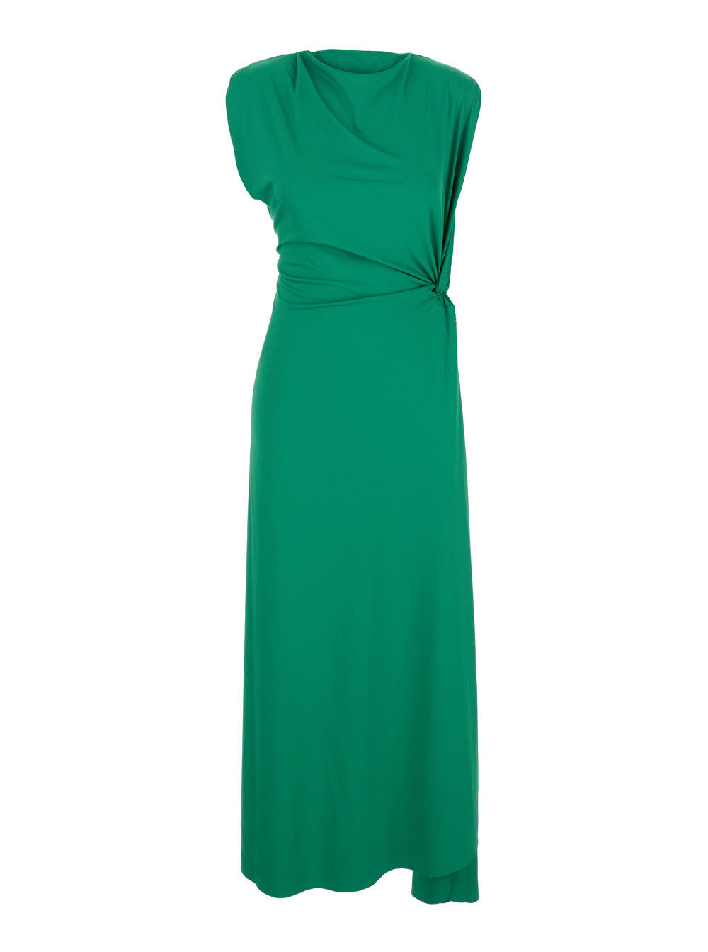 Victoria Beckham Women Green Long Dress With Pleated Details In Tech Fabric Woman VICTORIA BECKHAM