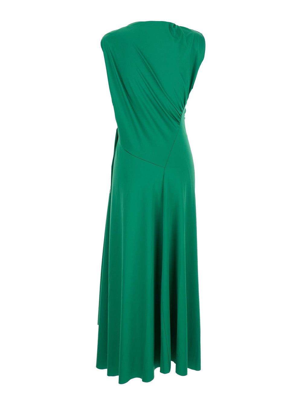 Victoria Beckham Women Green Long Dress With Pleated Details In Tech Fabric Woman VICTORIA BECKHAM