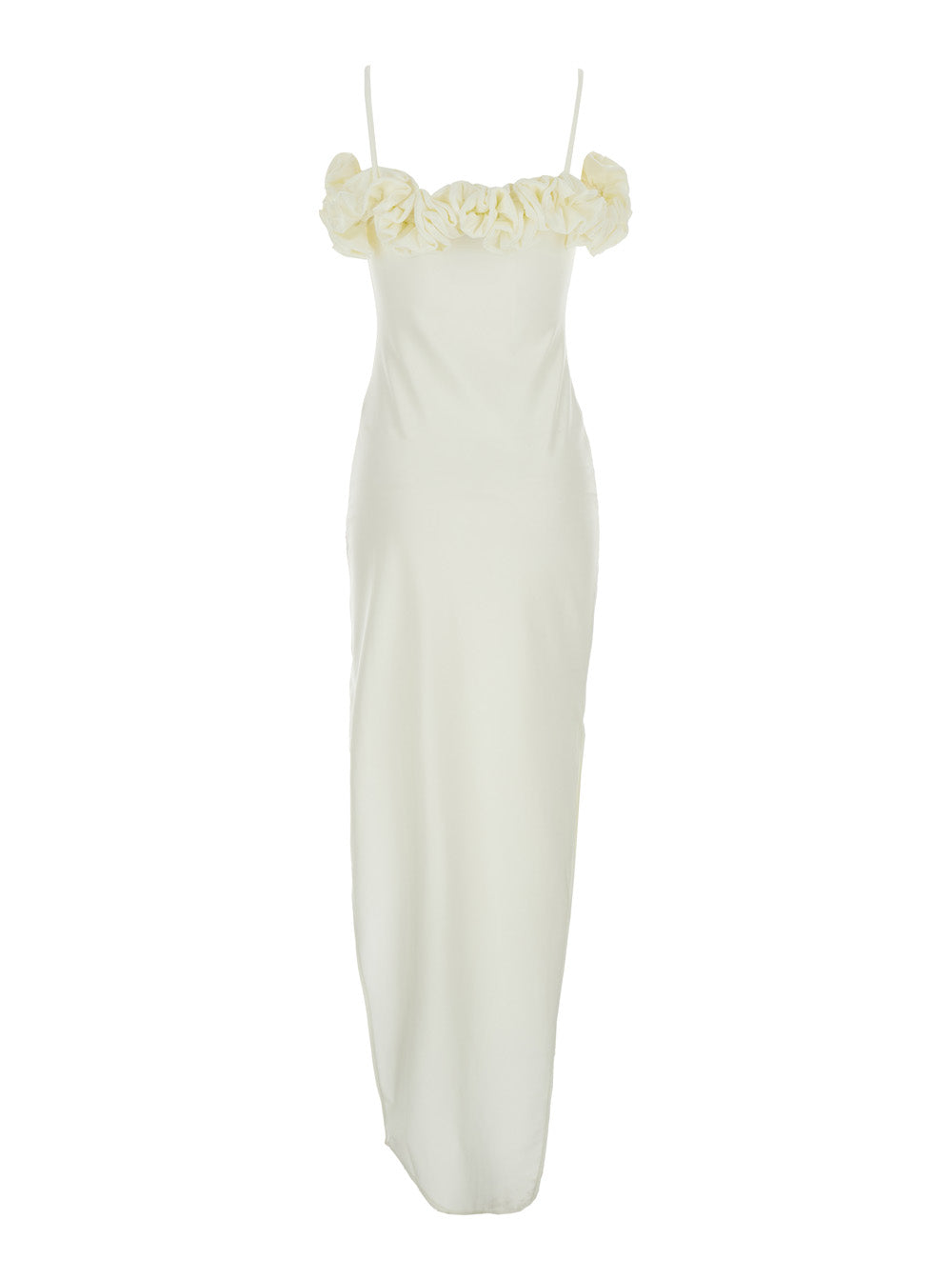 Coperni Women White Sleeveless Long Dress With Ruched Detail And Asymmetric Hem In Tech Fabric Stretch Woman COPERNI