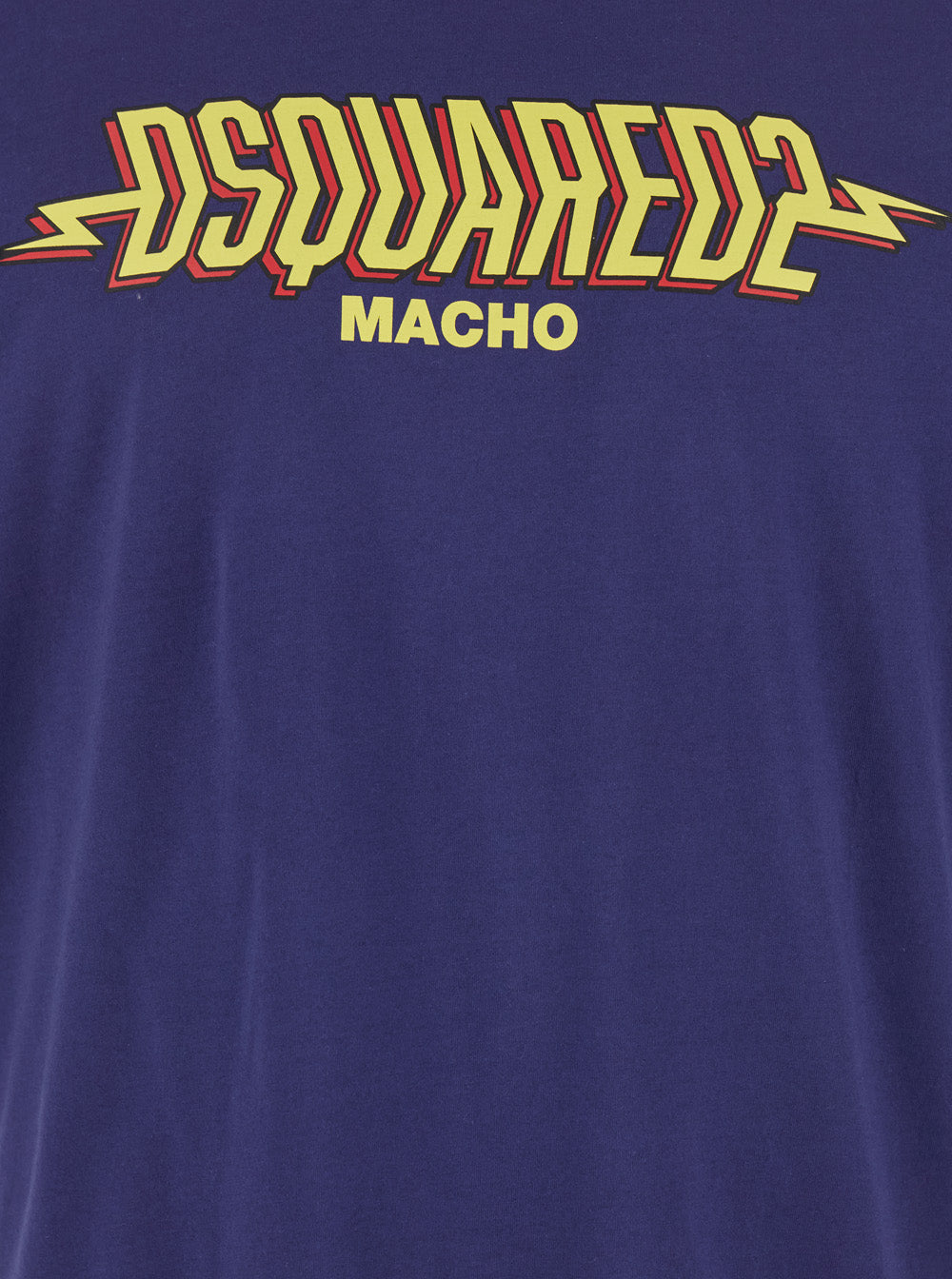 Dsquared2 Men Blue Crewneck T-Shirt With Logo Print On The Front In Cotton Man DSQUARED2