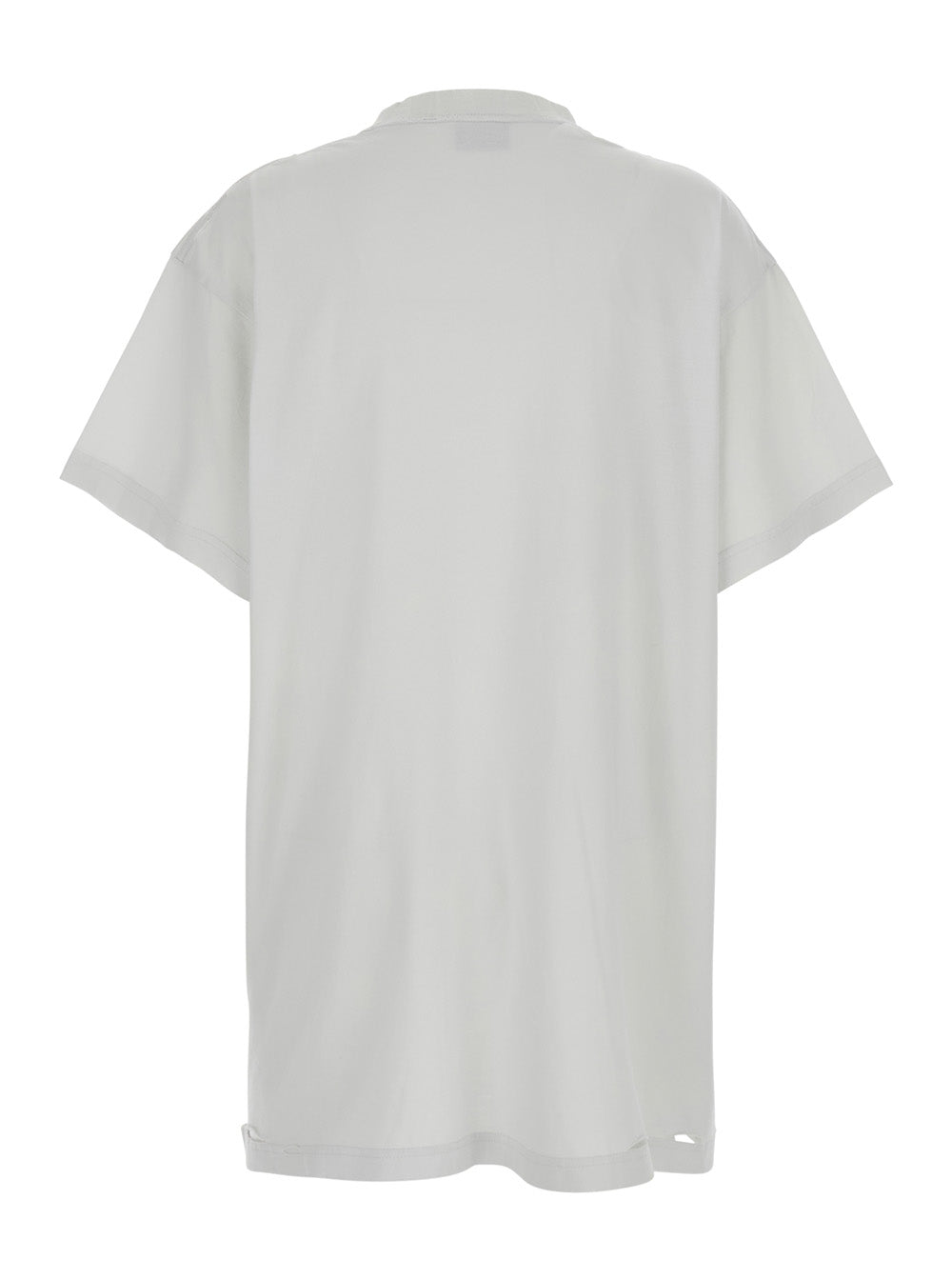 Balenciaga Women White T-Shirt With Logo Printed On The Front And Torn Details In Cotton Woman BALENCIAGA