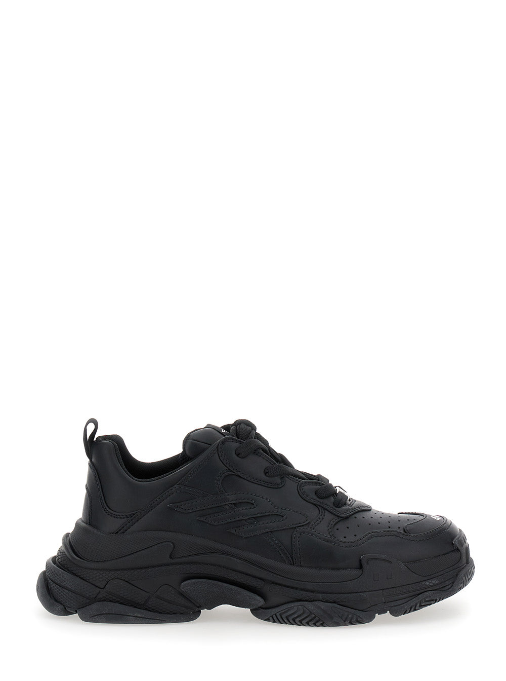 Balenciaga Men 'Triple S Sporty' Black Sneaker With 3B Logo Embroidered On The Side And Worn Effect In Tech Fabric Man BALENCIAGA