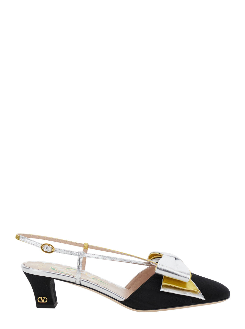 Valentino Garavani Women Black Slingback Décolleté With Oversized Bow On The Front In Leather And Viscose Blend Woman VALENTINO GARAVANI