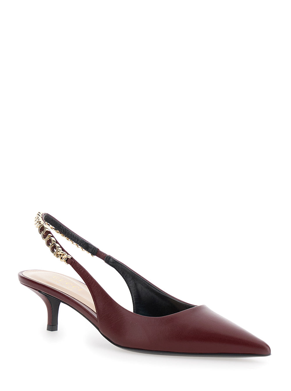 Gucci Women 'Signoria' Red Ancora Slingback Pumps With Lettering In Leather Woman GUCCI
