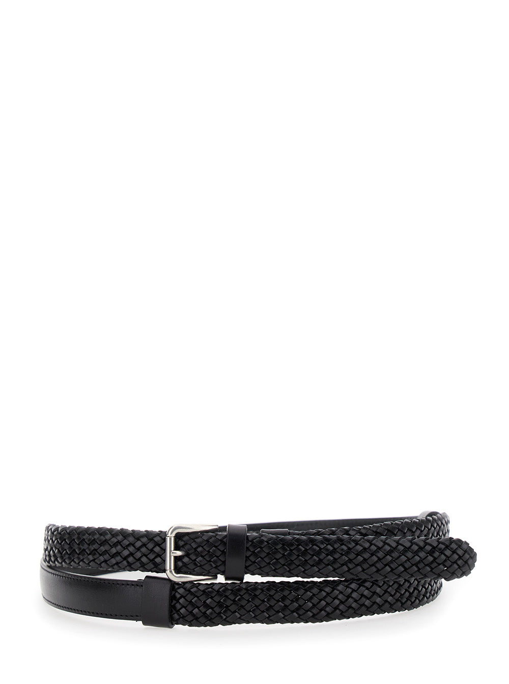 Dolce & Gabbana Men Black Belt With Buckle Closure And Interwoven Design In Leather Man DOLCE & GABBANA
