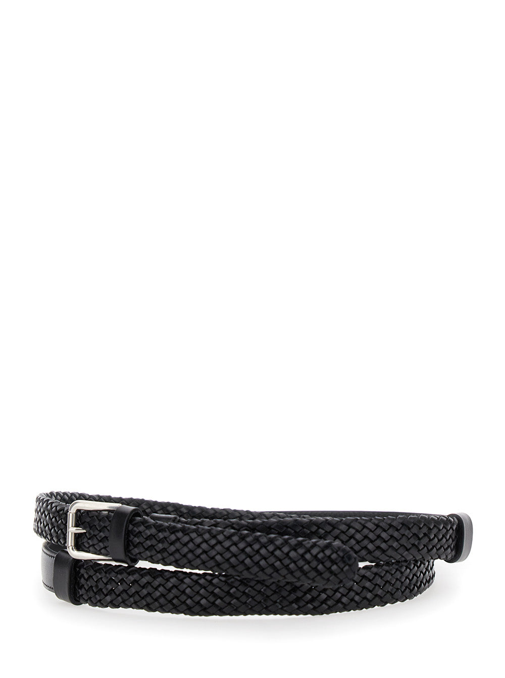 Dolce & Gabbana Men Black Belt With Buckle Closure And Interwoven Design In Leather Man DOLCE & GABBANA