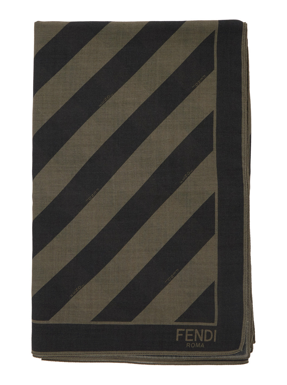 Fendi Men Beige Square Stole With All-Over Striped Motif And Logo Lettering On The Hem In Cotton And Silk Blend Man FENDI