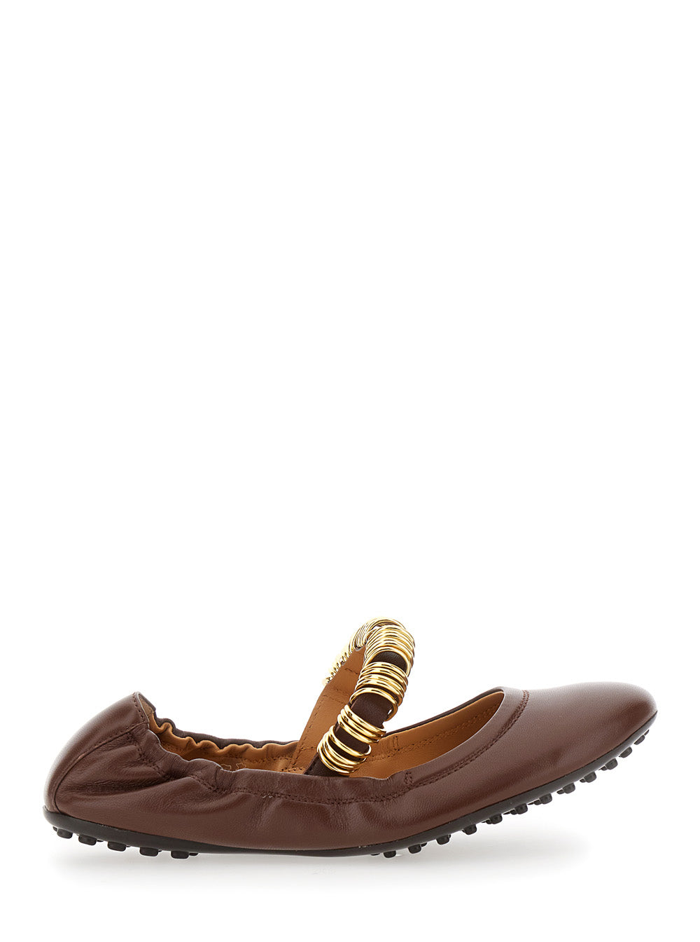 Tod's Women 'Dee' Brown Ballerinas With Decorative Rings On The Front In Leather Woman TOD'S