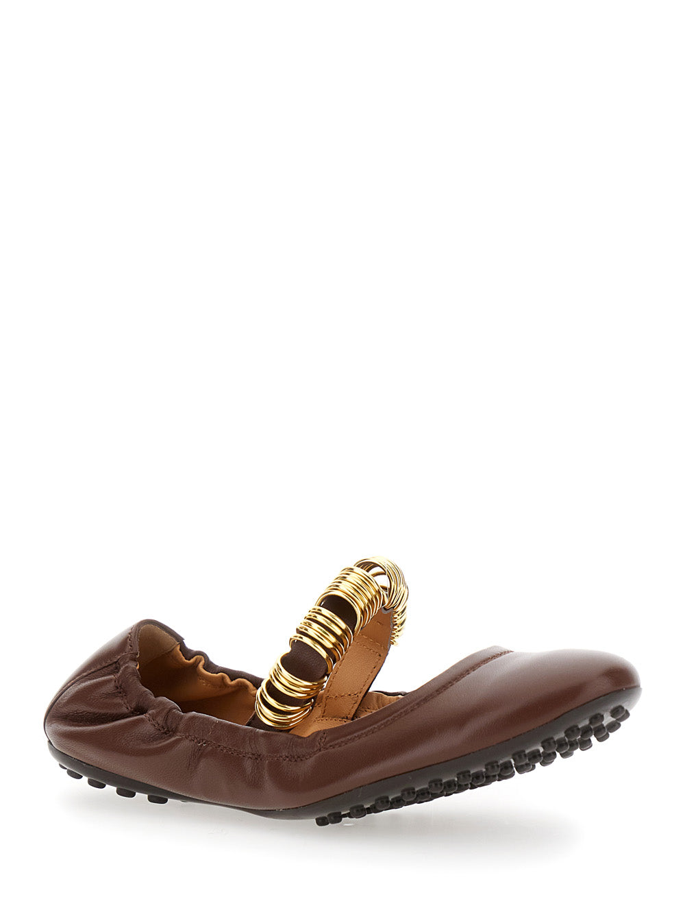 Tod's Women 'Dee' Brown Ballerinas With Decorative Rings On The Front In Leather Woman TOD'S