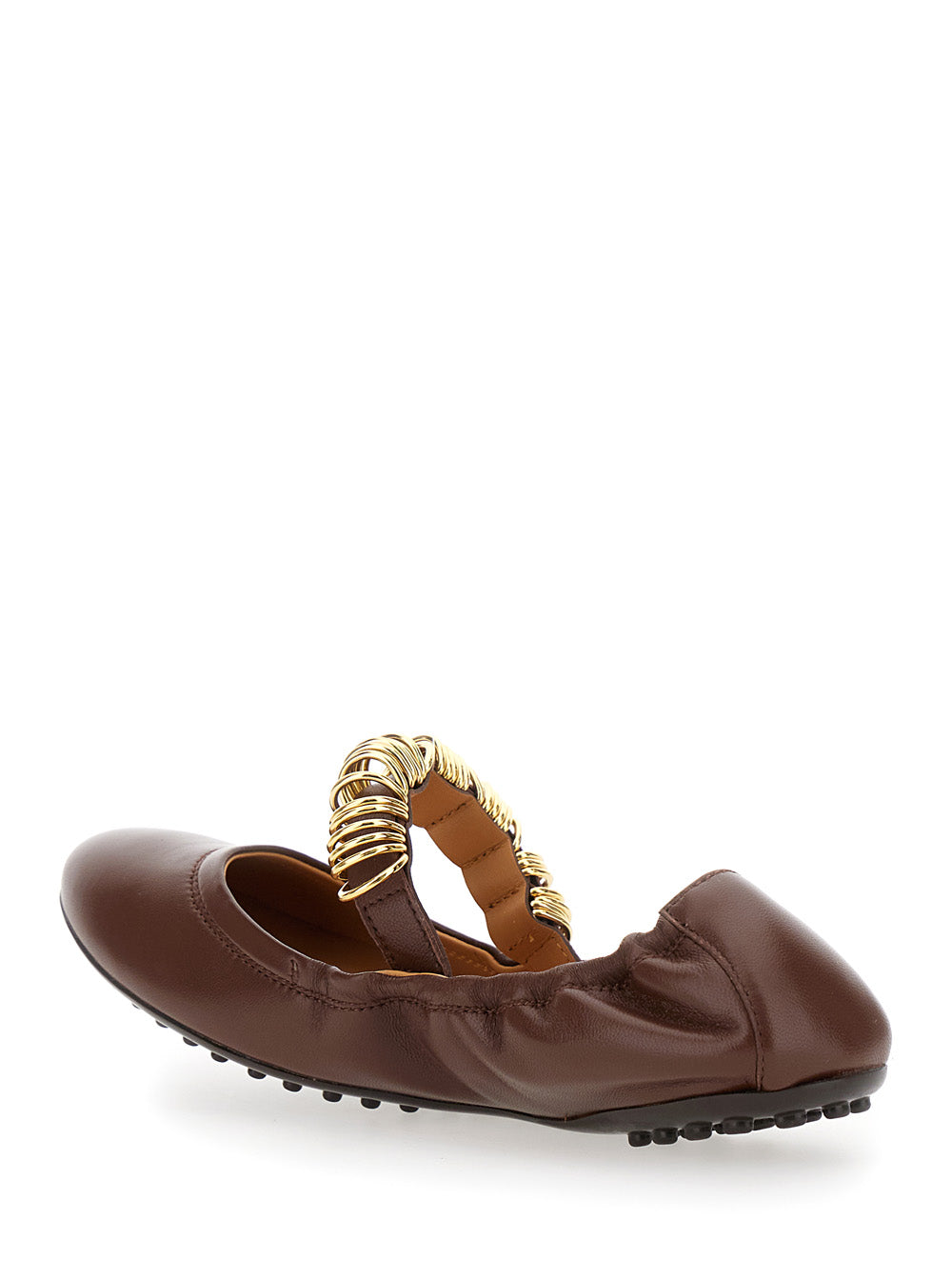 Tod's Women 'Dee' Brown Ballerinas With Decorative Rings On The Front In Leather Woman TOD'S