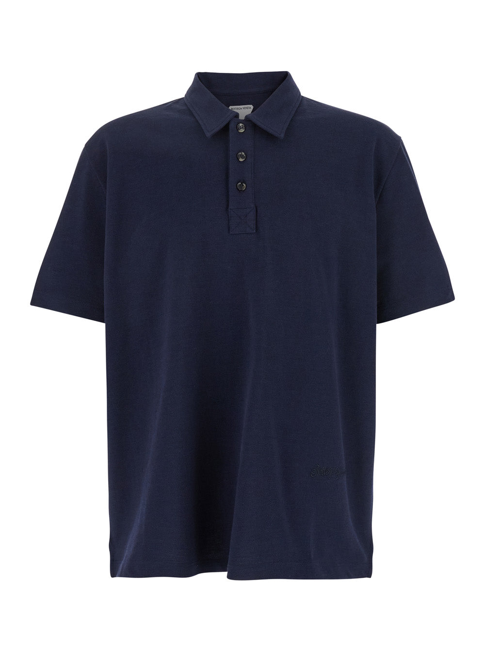 Bottega Veneta Men Blue Polo With Classic Collar And Embroidered Logo On The Front In Tone On Tone Cotton Man BOTTEGA VENETA