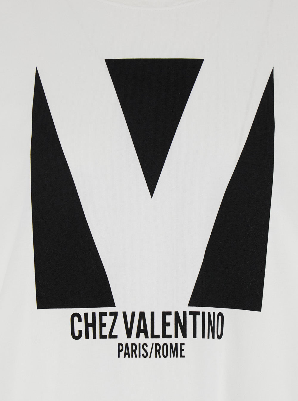 Valentino Men 'Chez' White Crewneck T-Shirt With Maxi Logo Print On The Front In Cotton Man VALENTINO