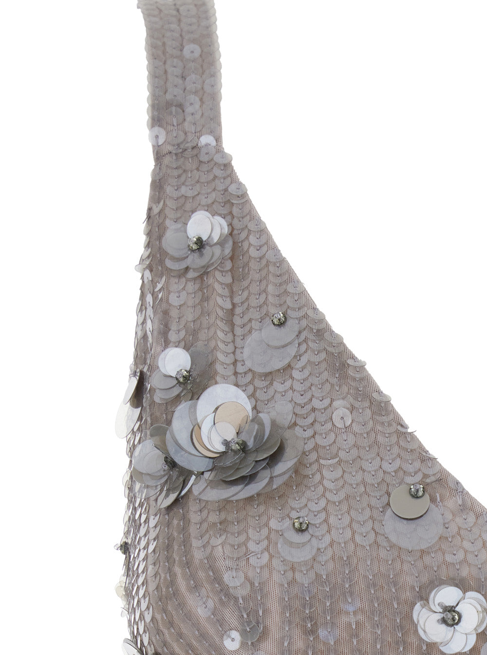 P.A.R.O.S.H. Women Grey Sleeveless Crop Top With Straps In Sequined Fabric Woman P.A.R.O.S.H.