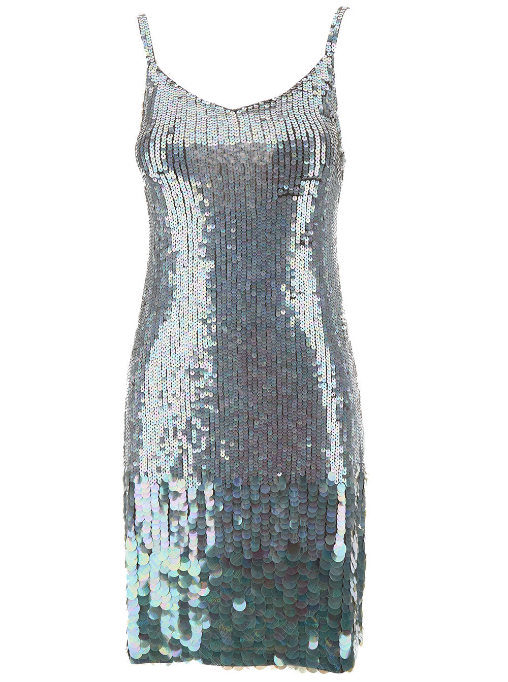 P.A.R.O.S.H. Women Mini Grey Dress With All-Over Multicolor Sequins In Stretch Polyamide Woman P.A.R.O.S.H.