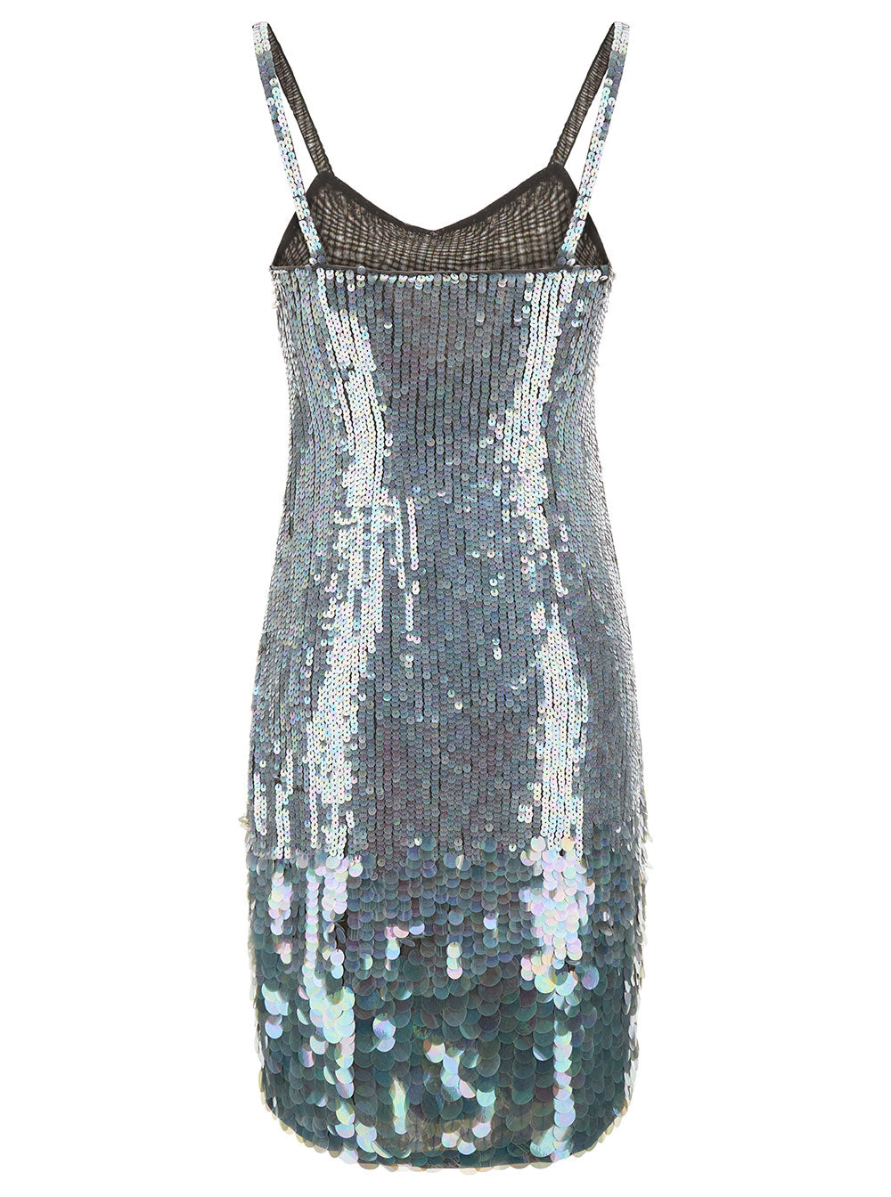 P.A.R.O.S.H. Women Mini Grey Dress With All-Over Multicolor Sequins In Stretch Polyamide Woman P.A.R.O.S.H.