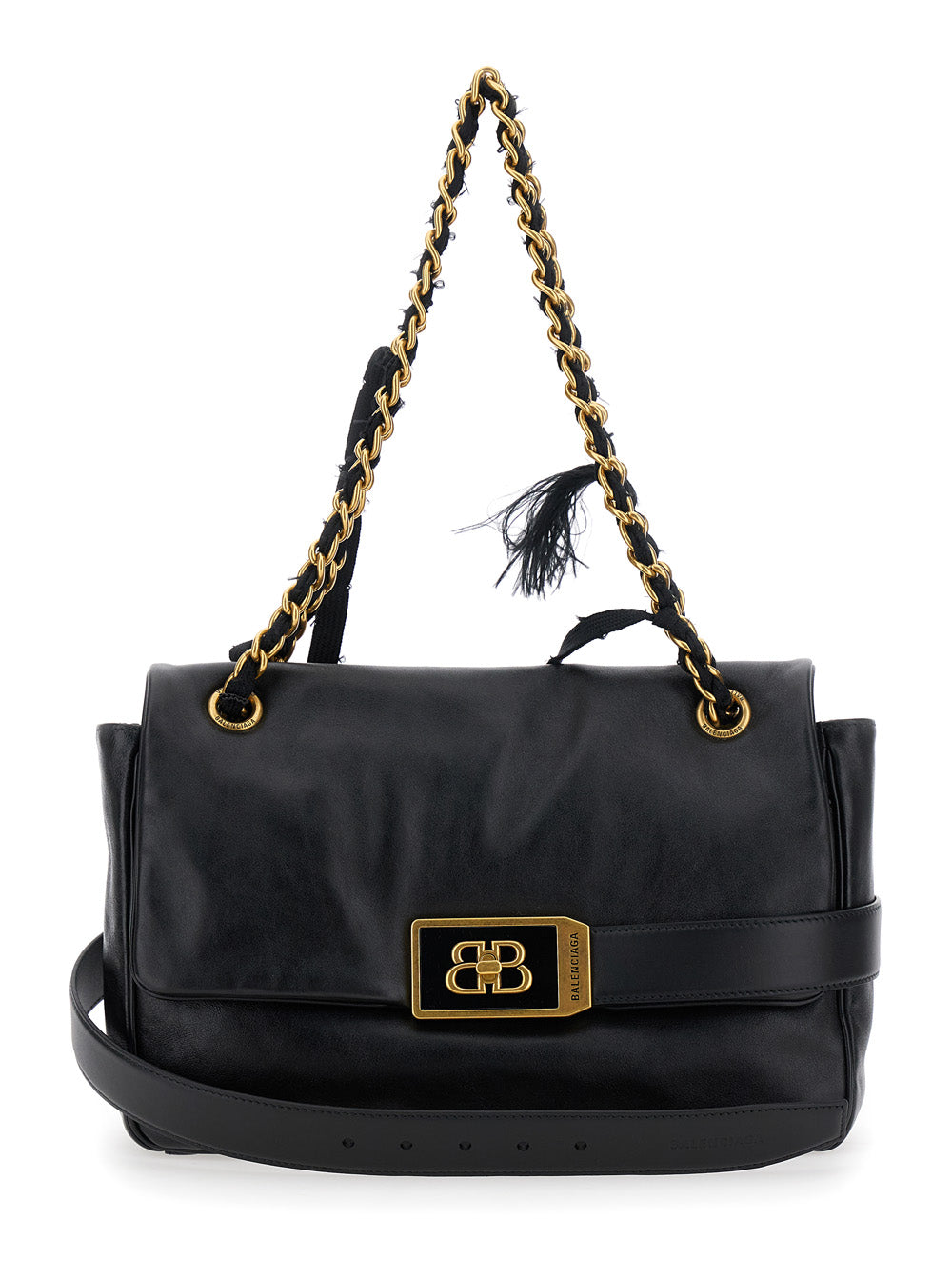 Balenciaga Women 'Modu Flap' Black Crossbody Bag With Logo Plaque On The Front In Leather Woman BALENCIAGA