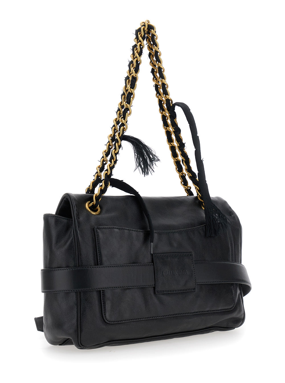 Balenciaga Women 'Modu Flap' Black Crossbody Bag With Logo Plaque On The Front In Leather Woman BALENCIAGA