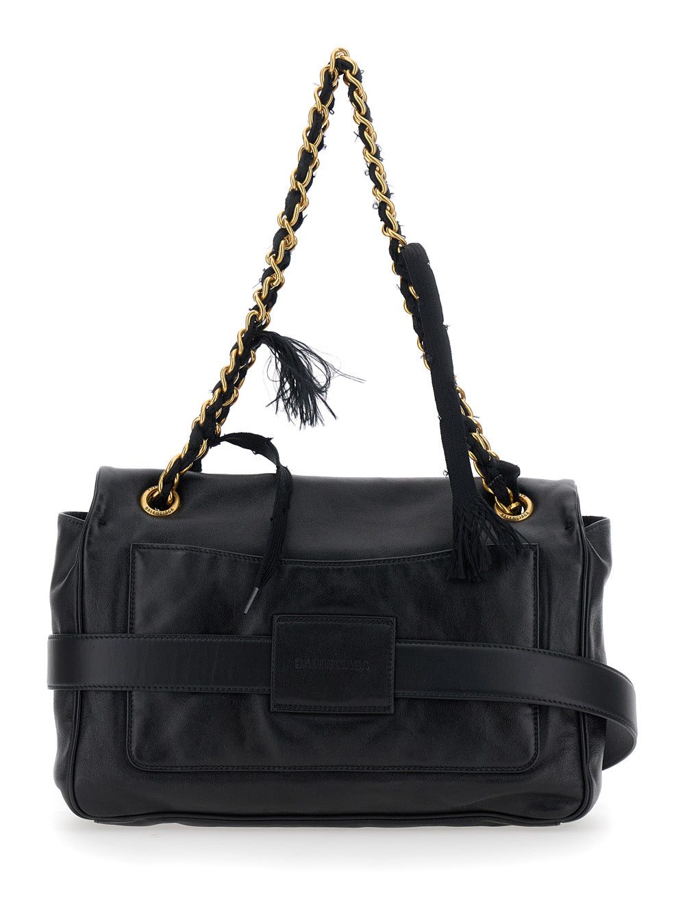 Balenciaga Women 'Modu Flap' Black Crossbody Bag With Logo Plaque On The Front In Leather Woman BALENCIAGA