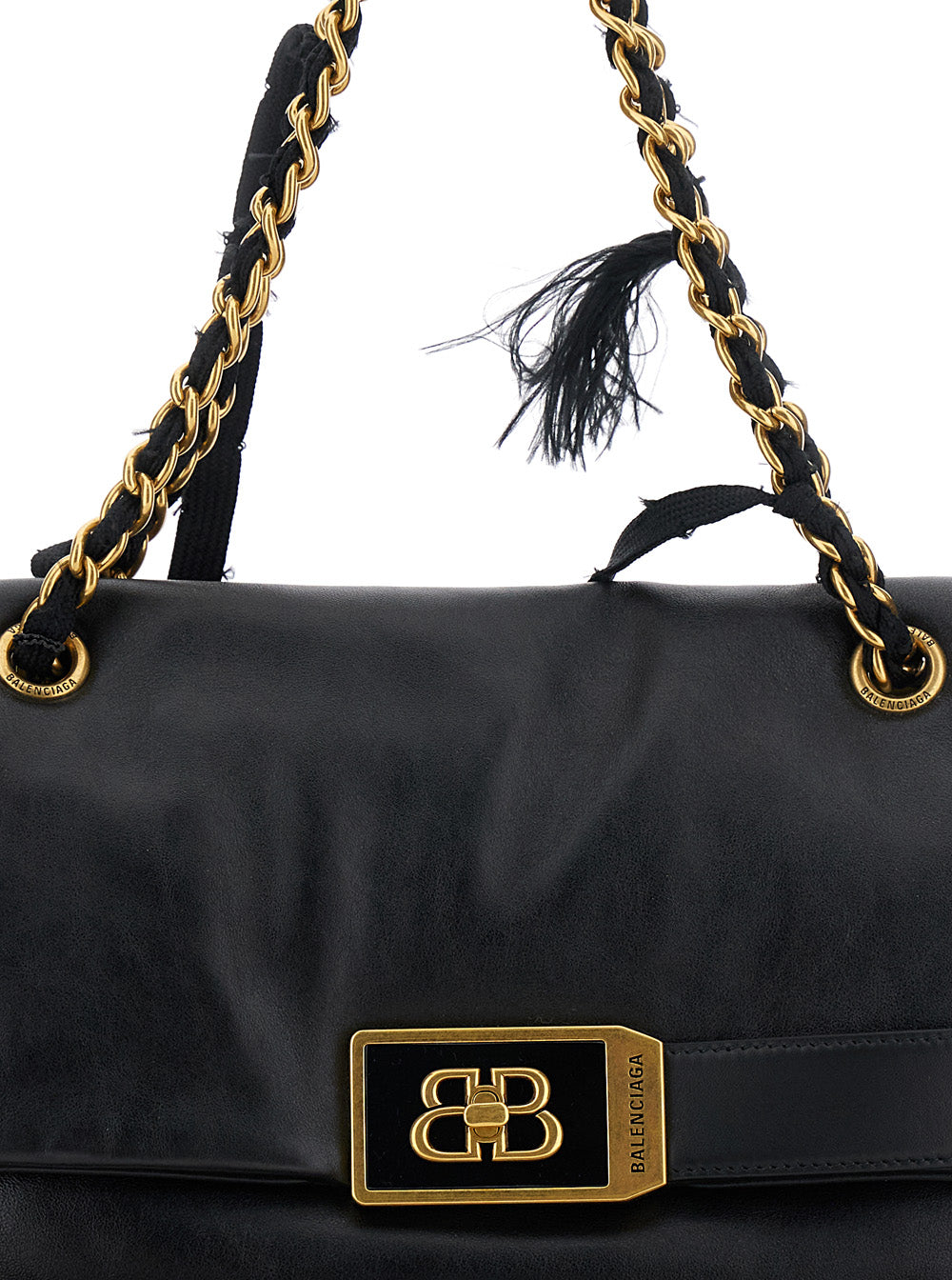 Balenciaga Women 'Modu Flap' Black Crossbody Bag With Logo Plaque On The Front In Leather Woman BALENCIAGA